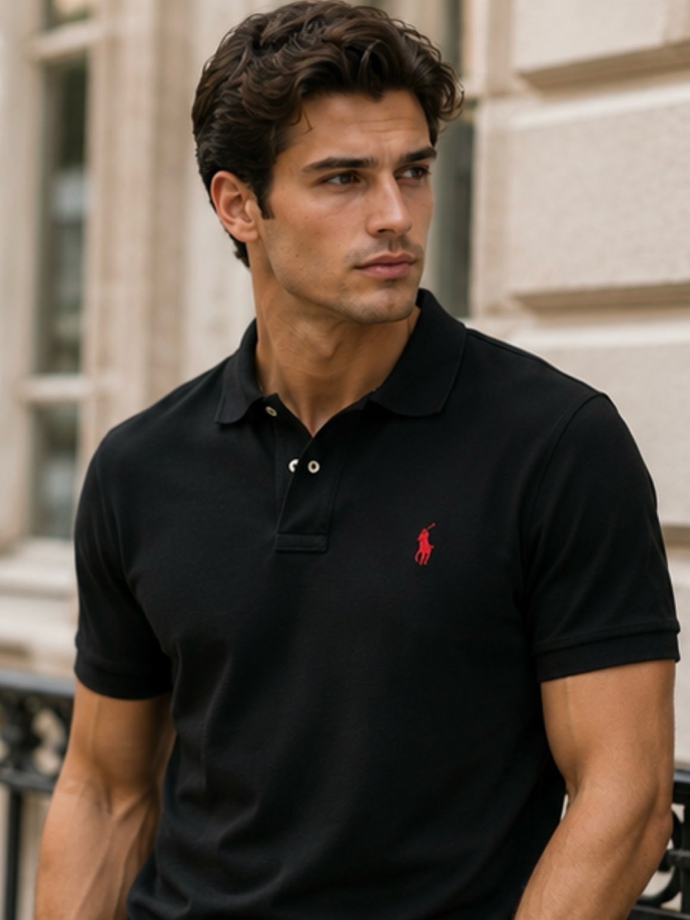 Ralph Lauren Black Polo Shirt with Red Logo